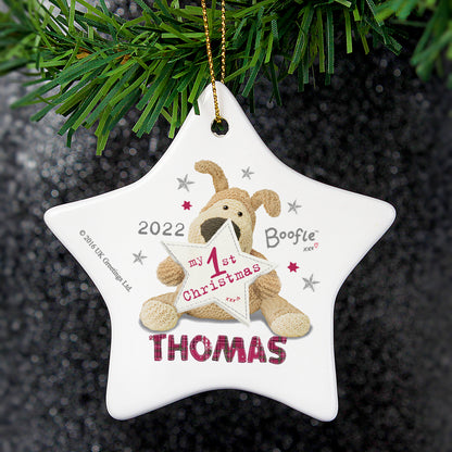 Personalised Boofle My 1st Christmas Ceramic Star Decoration - Personalise It!