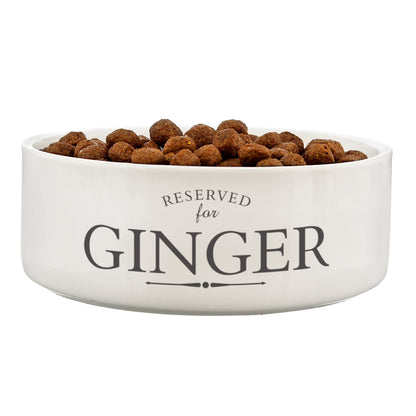 Personalised Reserved For 14cm Medium White Pet Bowl - Personalise It!