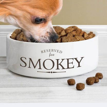 Personalised Reserved For 14cm Medium White Pet Bowl - Personalise It!