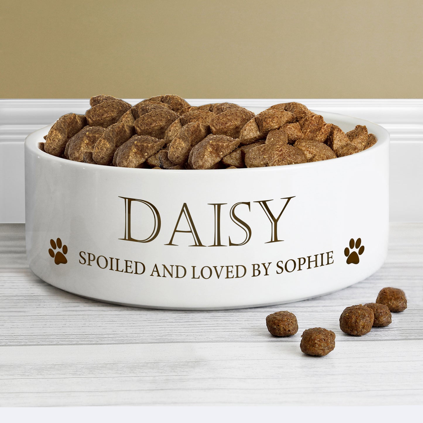 Personalised Paws 14cm Medium White Pet Bowl - Personalise It!