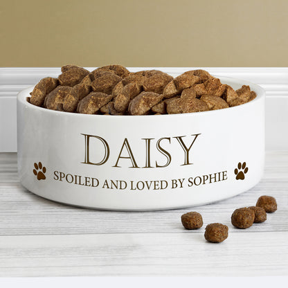 Personalised Paws 14cm Medium White Pet Bowl - Personalise It!