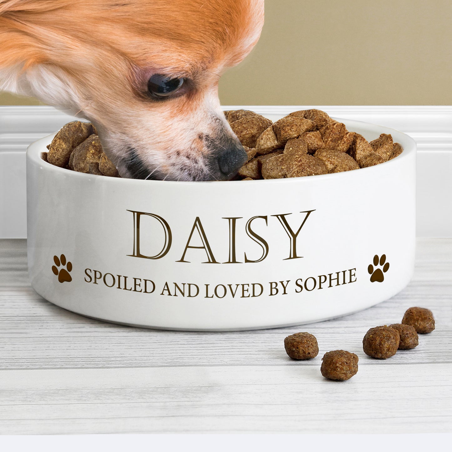 Personalised Paws 14cm Medium White Pet Bowl - Personalise It!