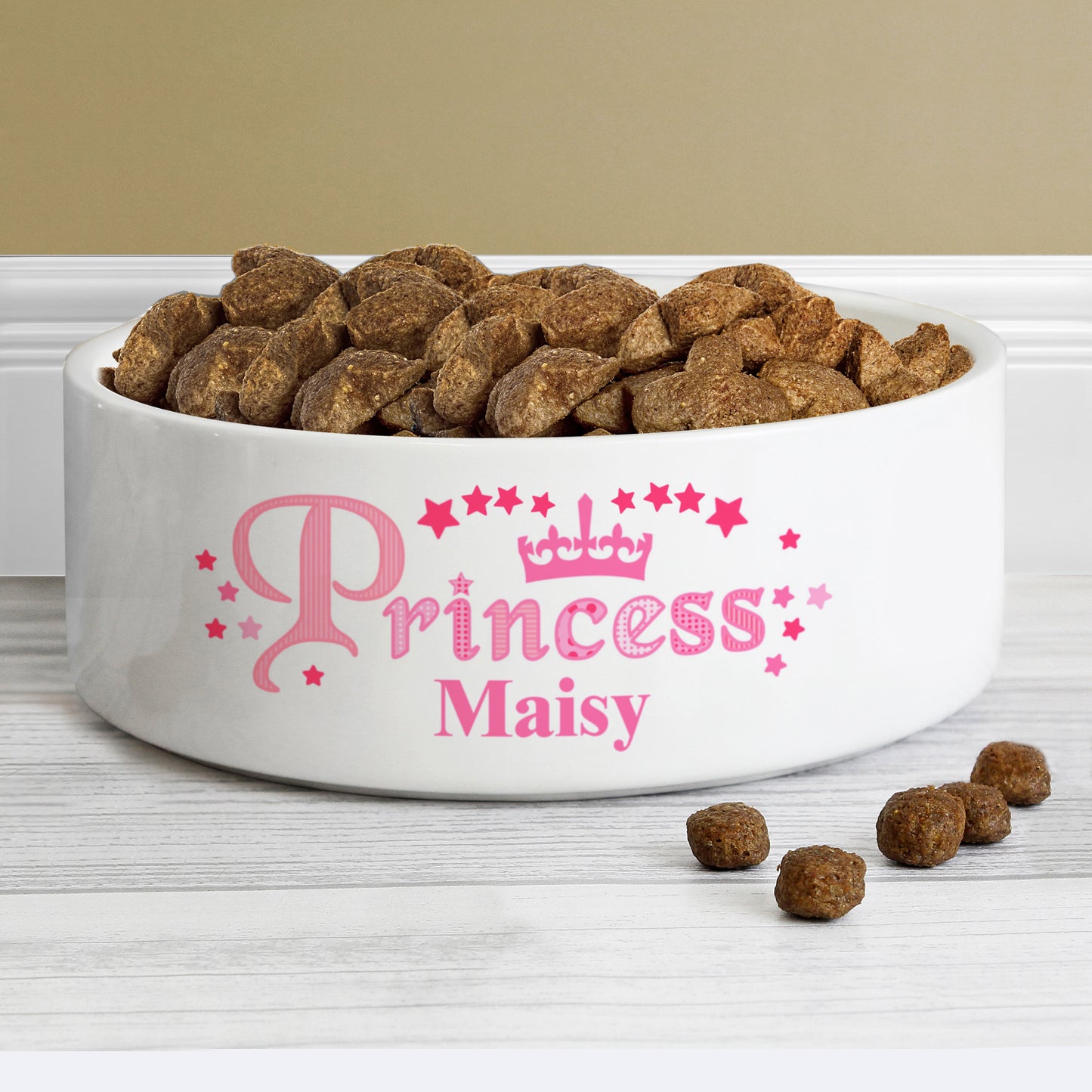 Personalised Princess 14cm Medium White Pet Bowl - Personalise It!