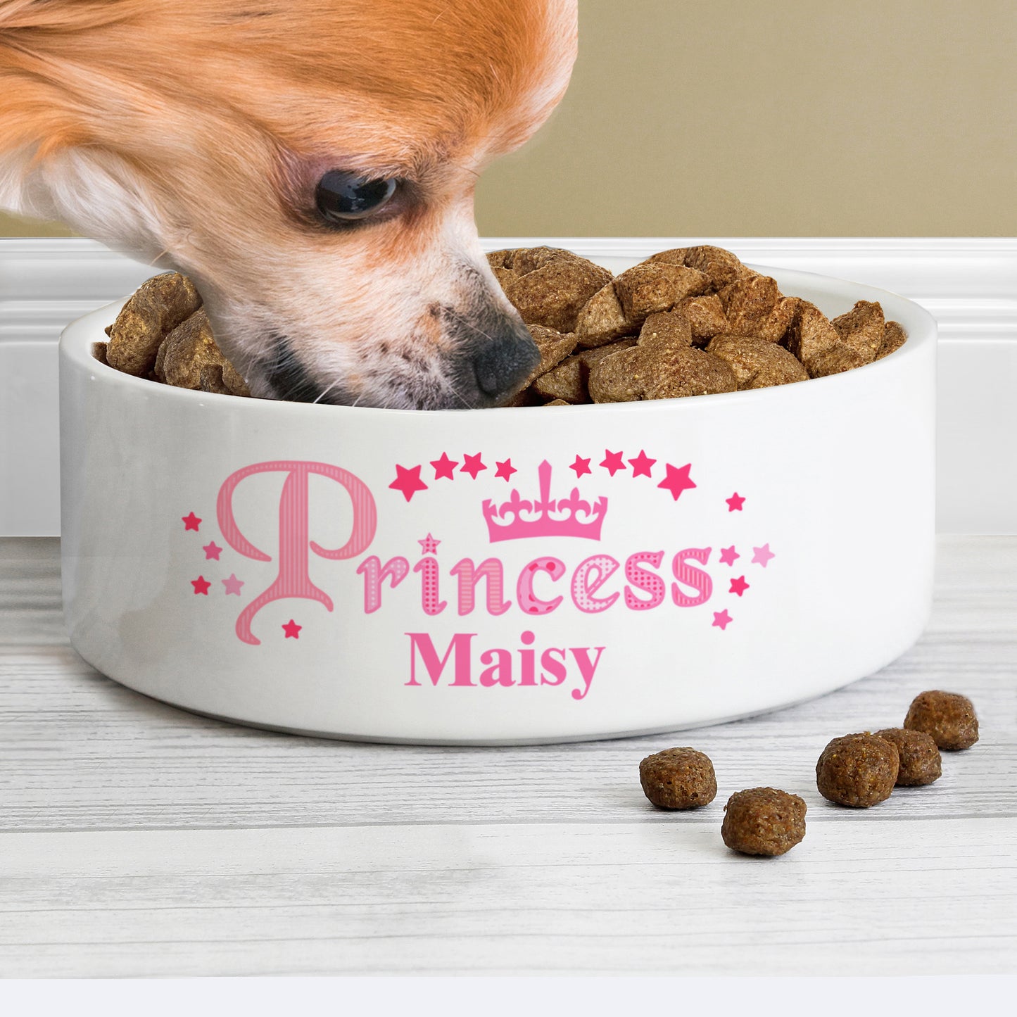 Personalised Princess 14cm Medium White Pet Bowl - Personalise It!
