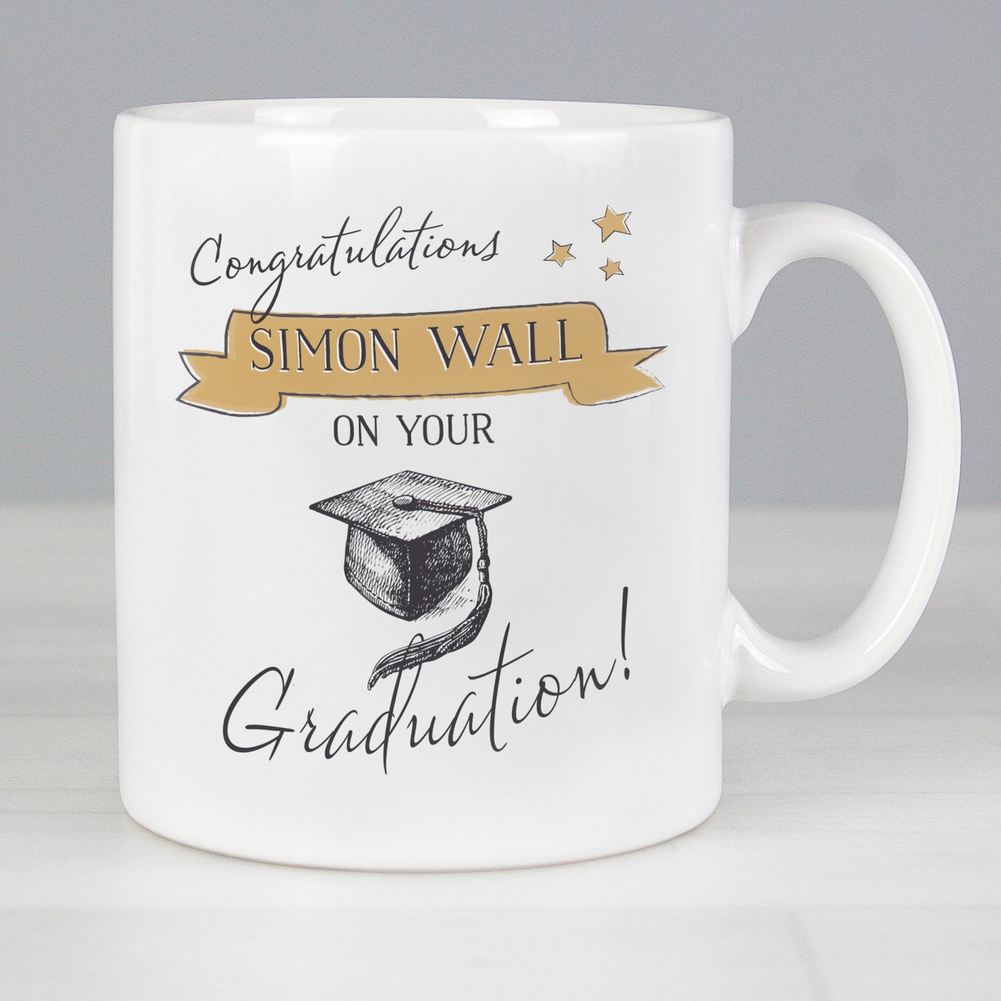 Personalised Gold Star Graduation Mug - Personalise It!