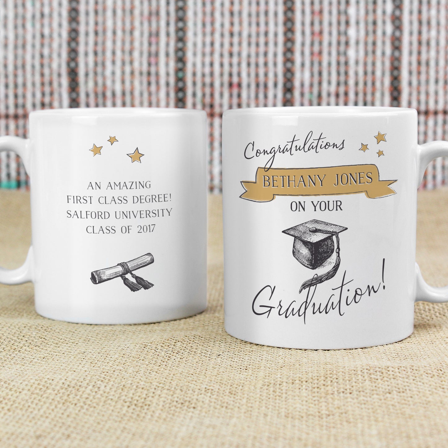 Personalised Gold Star Graduation Mug - Personalise It!