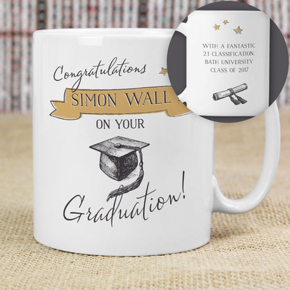 Personalised Gold Star Graduation Mug - Personalise It!