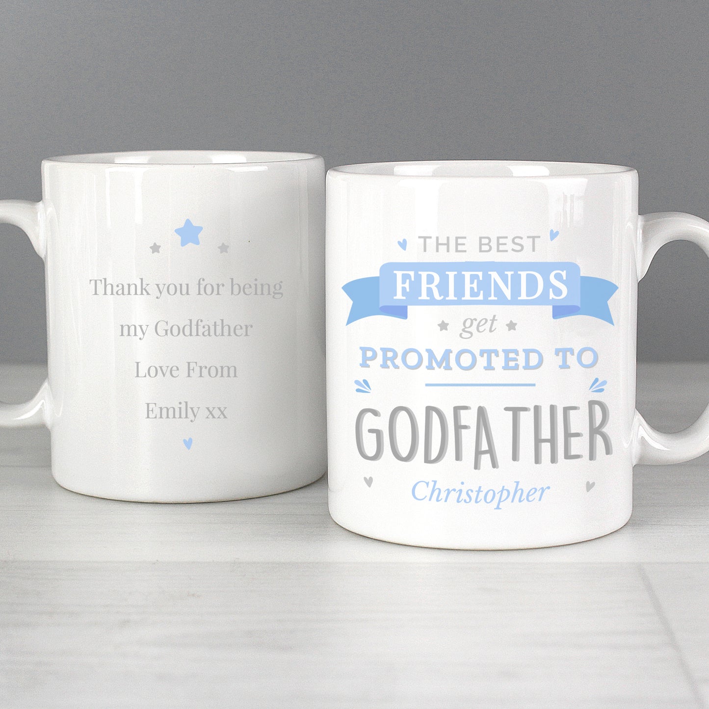 Personalised Blue Promoted to Mug - Personalise It!