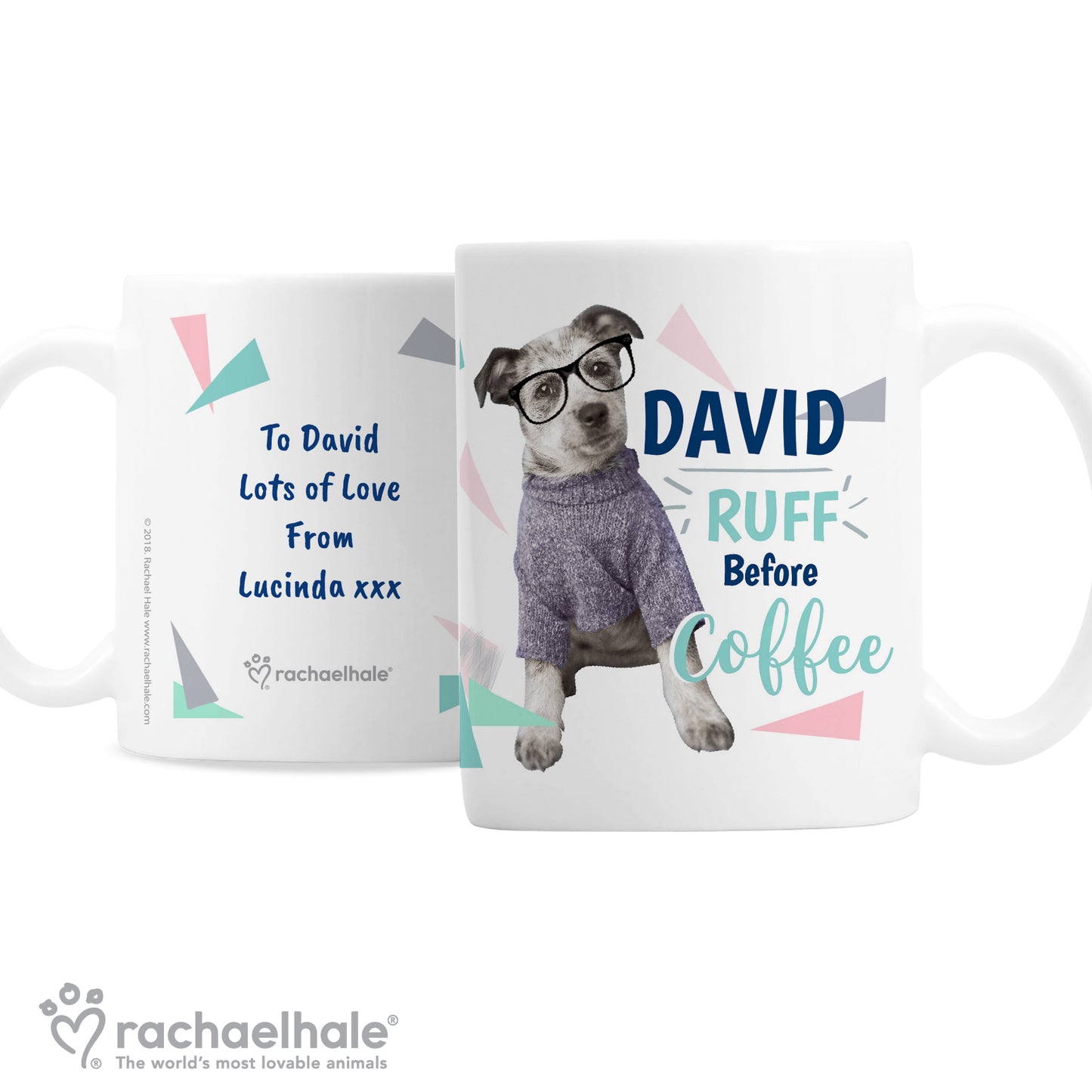 Personalised Rachael Hale 'Ruff Before Coffee' Dog Mug - Personalise It!