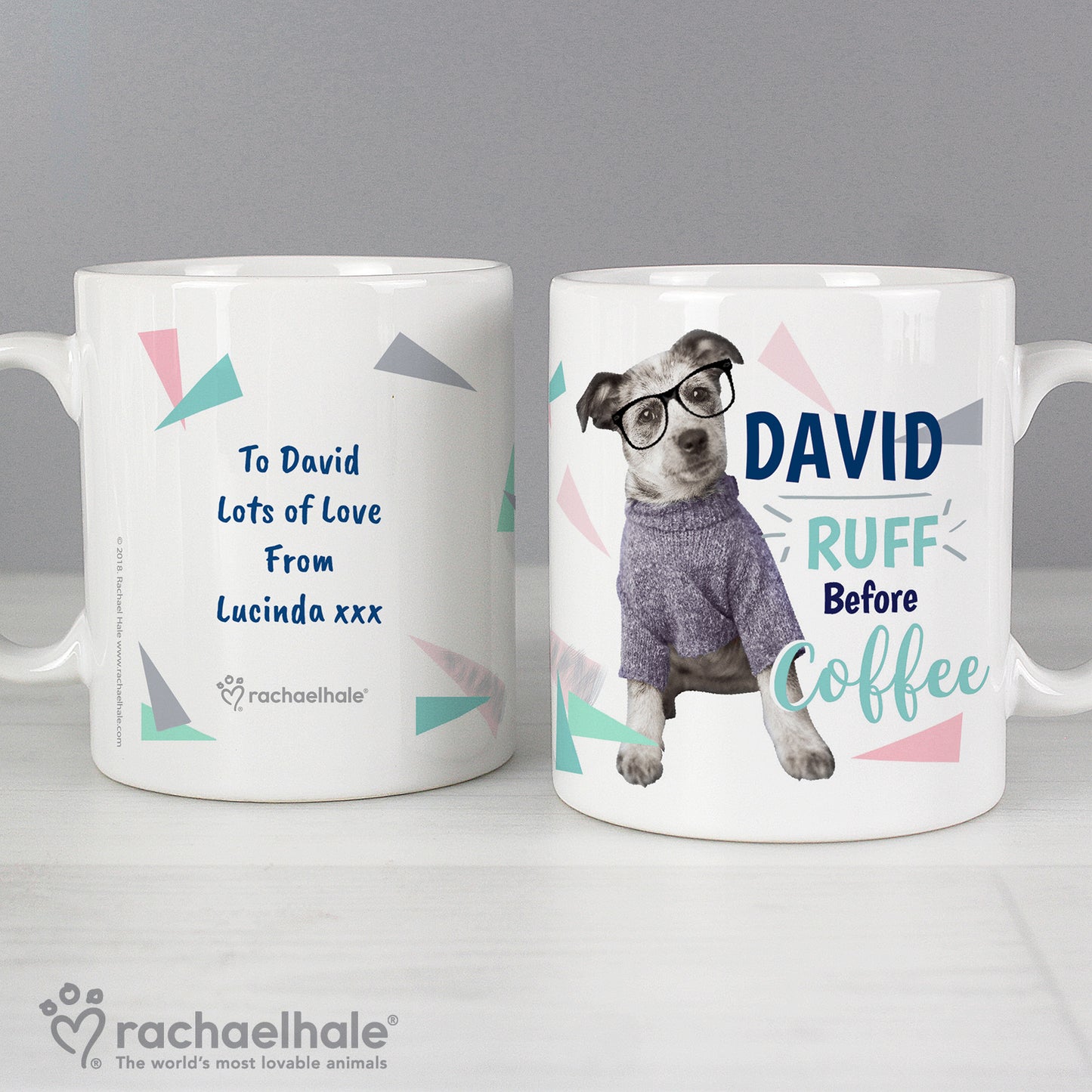 Personalised Rachael Hale 'Ruff Before Coffee' Dog Mug - Personalise It!