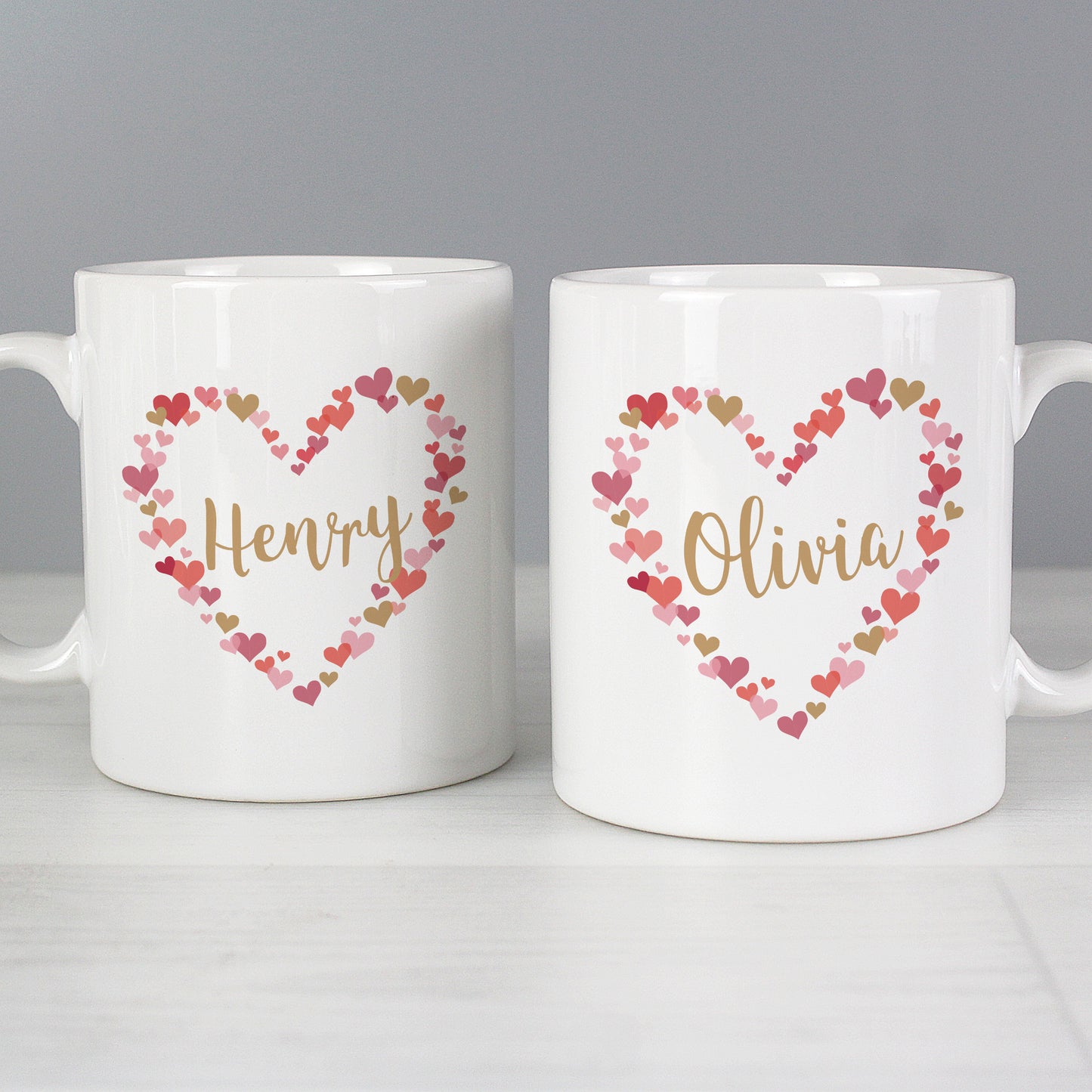 Personalised Confetti Hearts Wedding Mug Set - Personalise It!