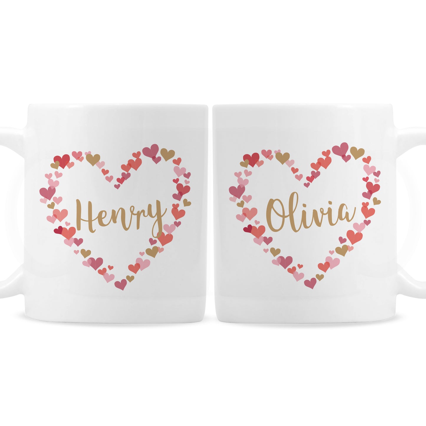Personalised Confetti Hearts Wedding Mug Set - Personalise It!