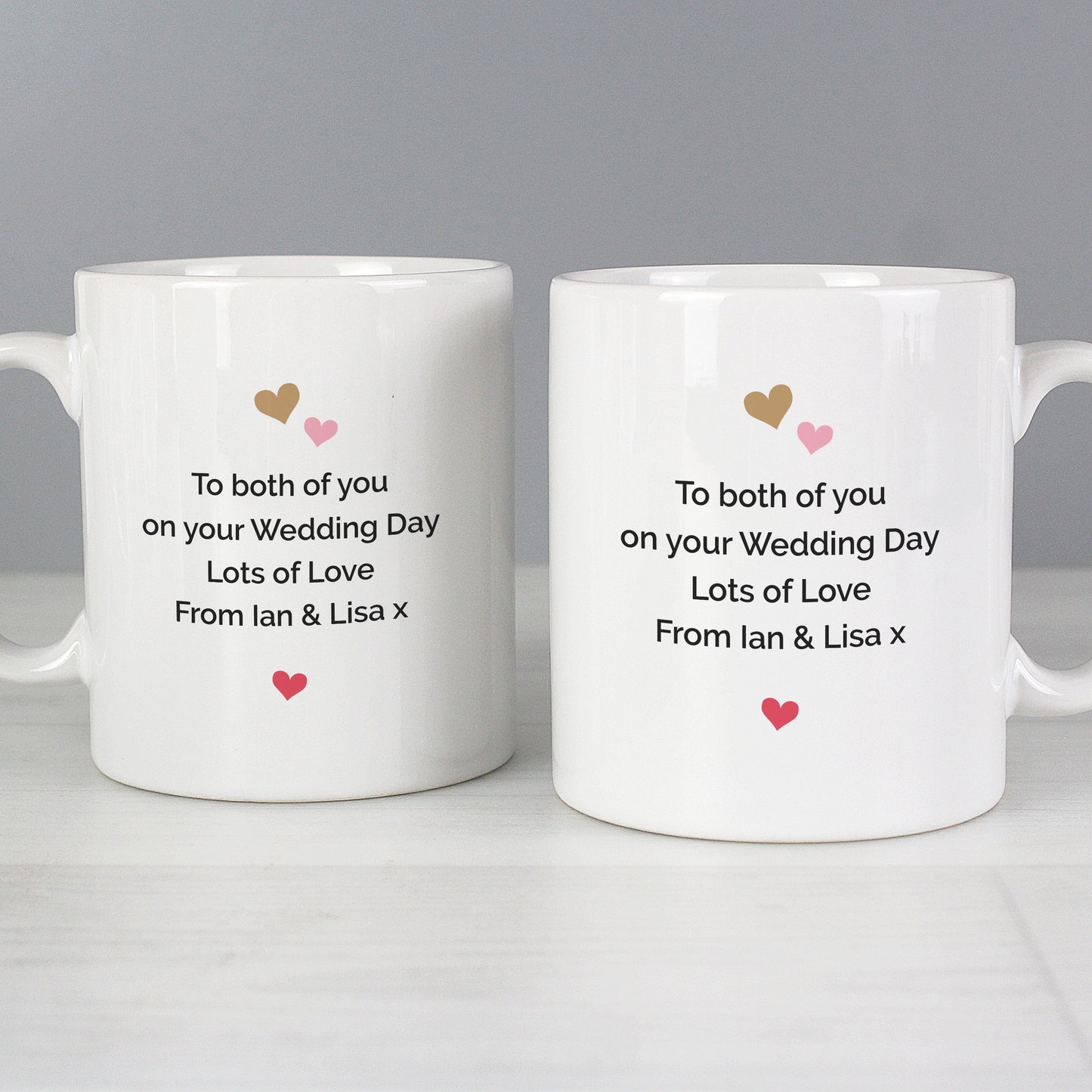 Personalised Confetti Hearts Wedding Mug Set - Personalise It!