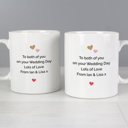 Personalised Confetti Hearts Wedding Mug Set - Personalise It!