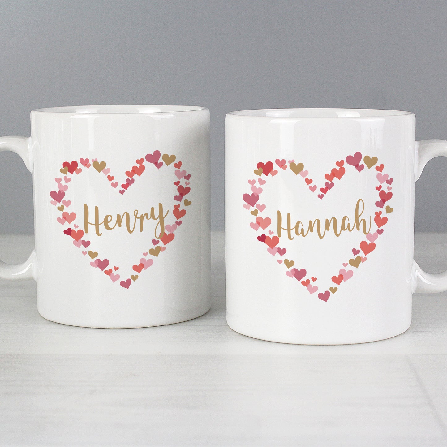 Personalised Confetti Hearts Wedding Mug Set - Personalise It!