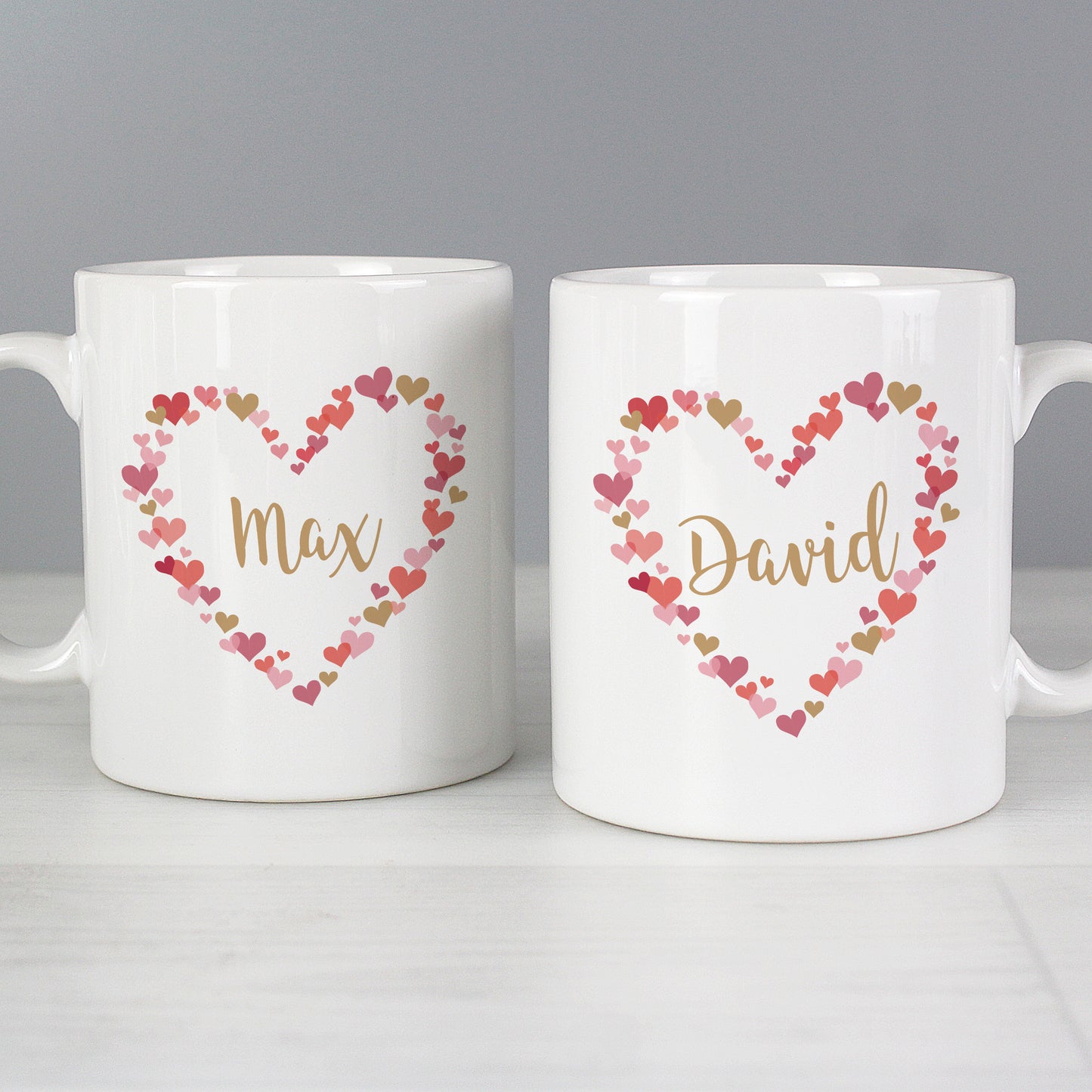 Personalised Confetti Hearts Wedding Mug Set - Personalise It!