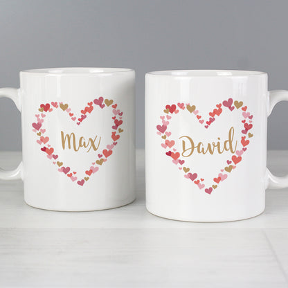Personalised Confetti Hearts Wedding Mug Set - Personalise It!