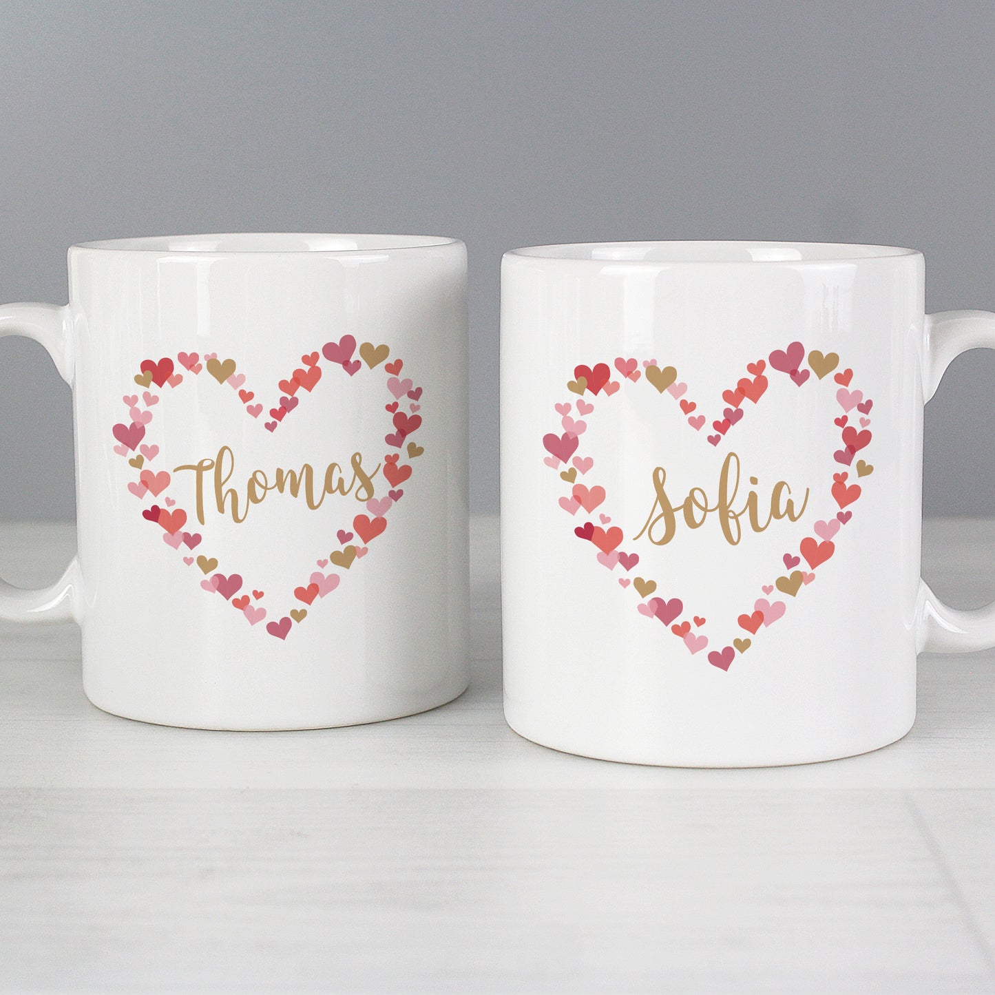 Personalised Confetti Hearts Wedding Mug Set - Personalise It!