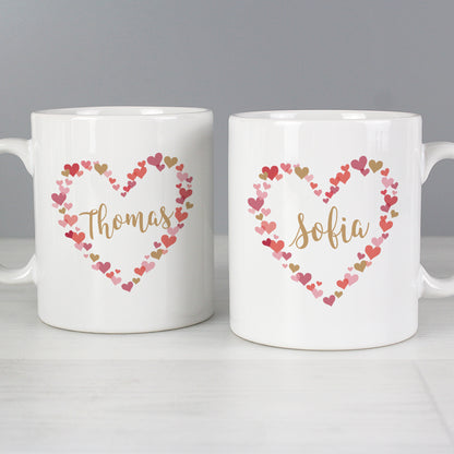 Personalised Confetti Hearts Wedding Mug Set - Personalise It!