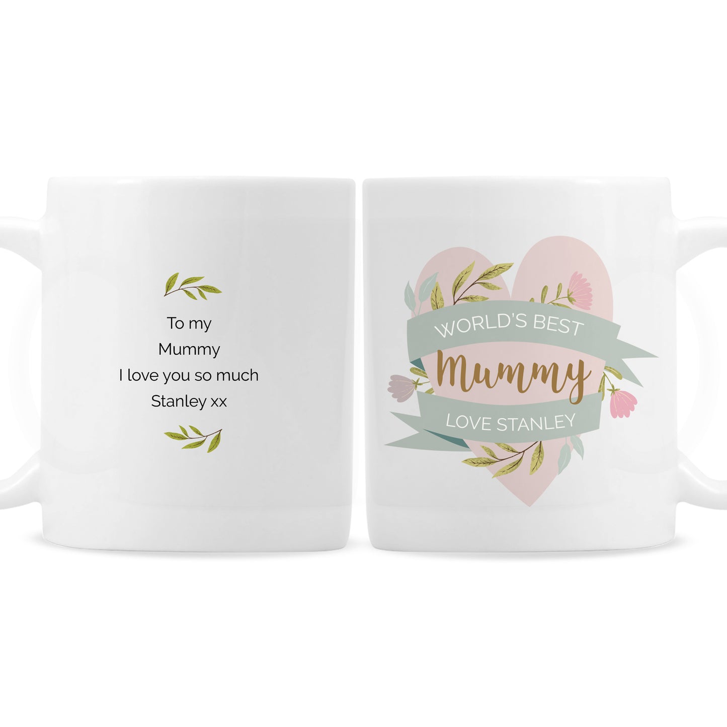 Personalised Floral Heart Mothers Day Mug - Personalise It!
