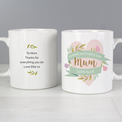 Personalised Floral Heart Mothers Day Mug - Personalise It!