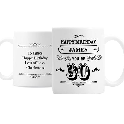 Personalised Birthday Vintage Typography Mug - Personalise It!