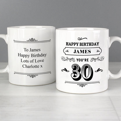 Personalised Birthday Vintage Typography Mug - Personalise It!