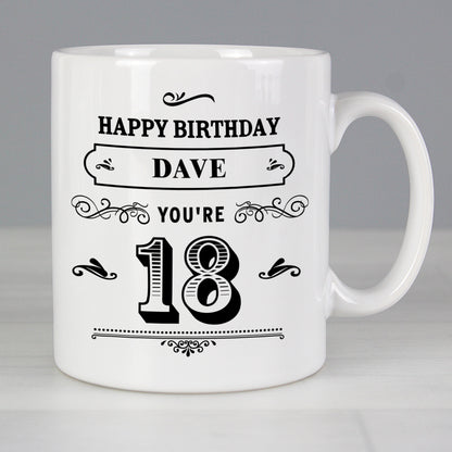 Personalised Birthday Vintage Typography Mug - Personalise It!