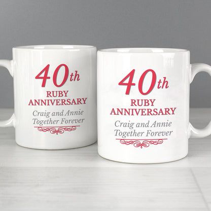 Personalised 40th Ruby Anniversary Mug Set - Personalise It!