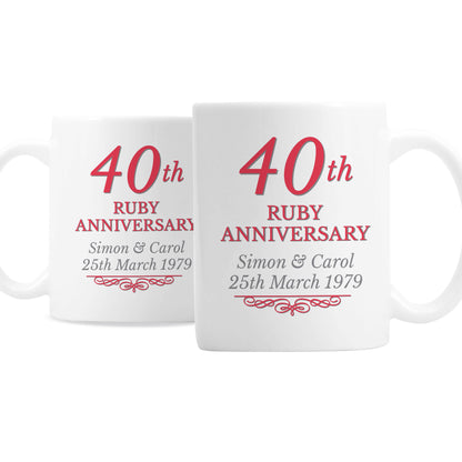 Personalised 40th Ruby Anniversary Mug Set - Personalise It!
