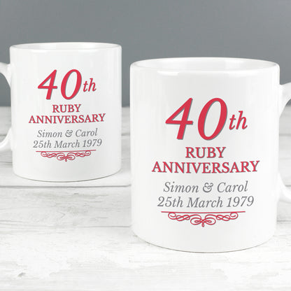 Personalised 40th Ruby Anniversary Mug Set - Personalise It!