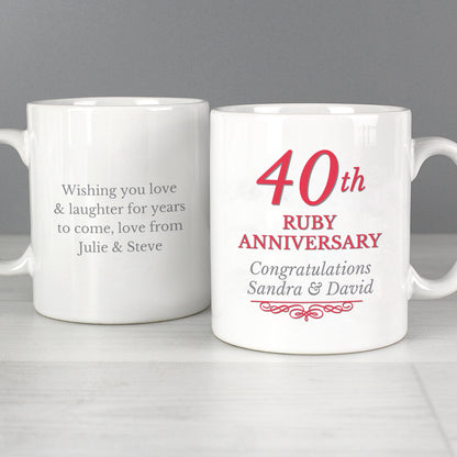 Personalised 40th Ruby Anniversary Mug Set - Personalise It!