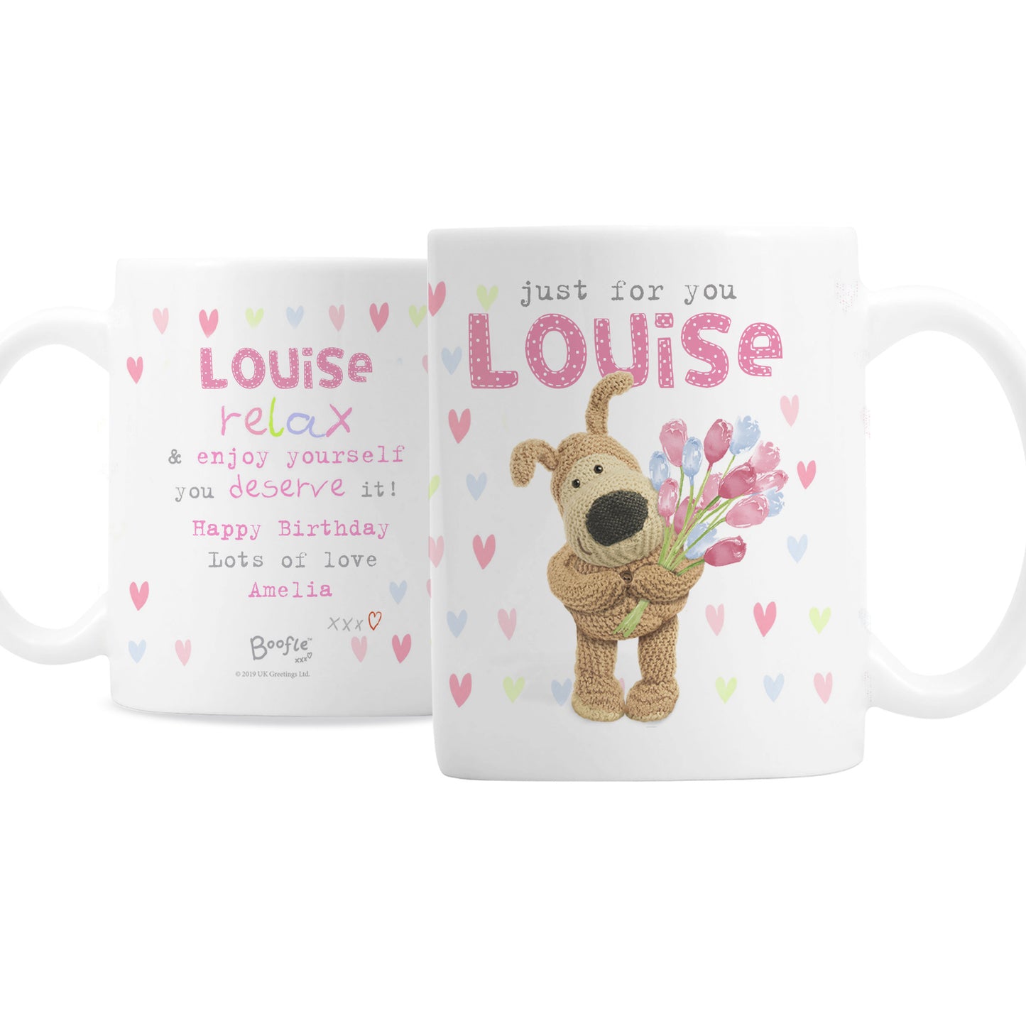 Personalised Boofle Birthday Flowers Mug - Personalise It!