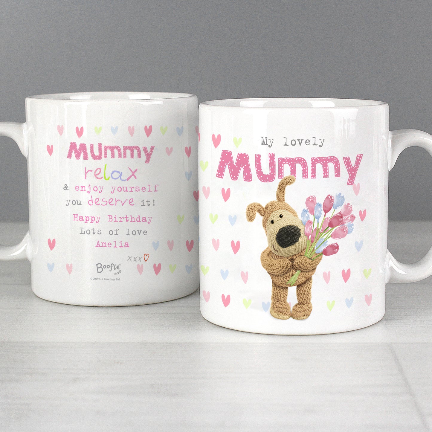 Personalised Boofle Birthday Flowers Mug - Personalise It!