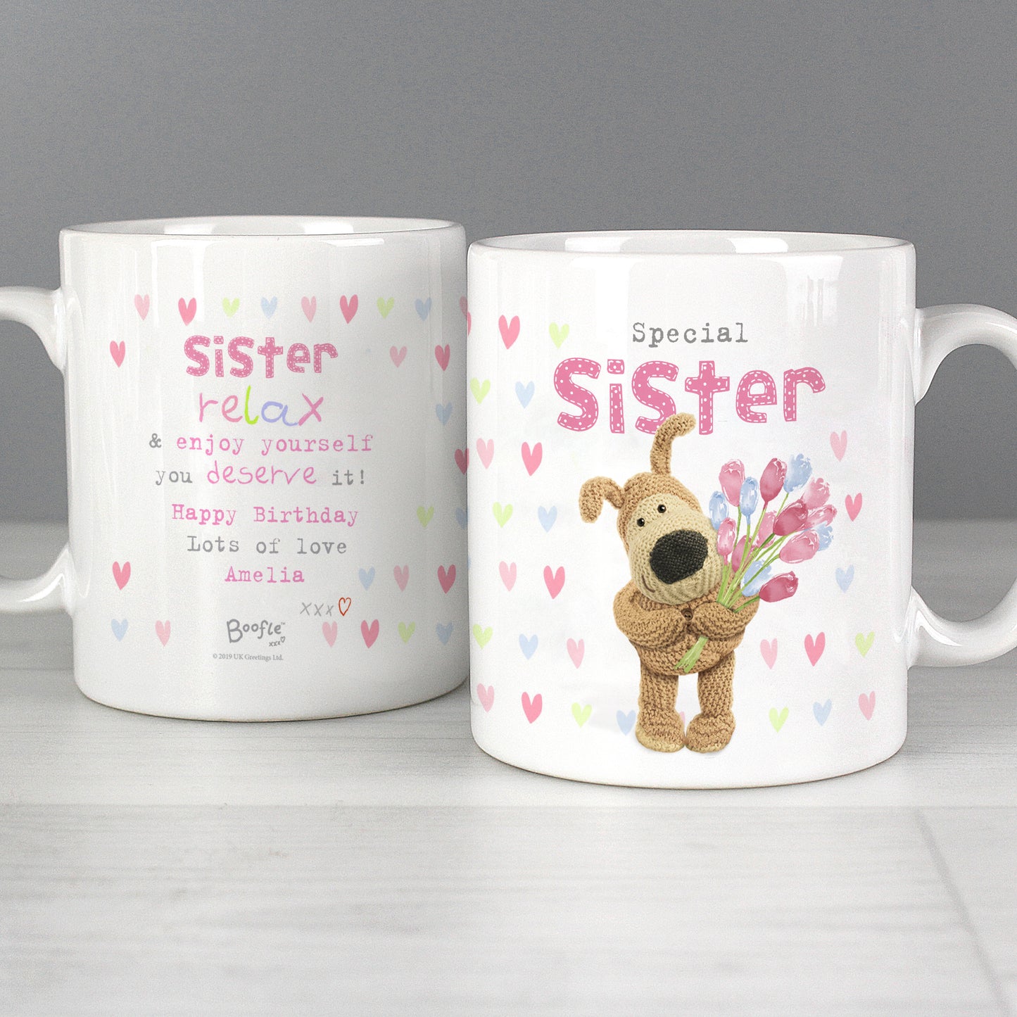 Personalised Boofle Birthday Flowers Mug - Personalise It!