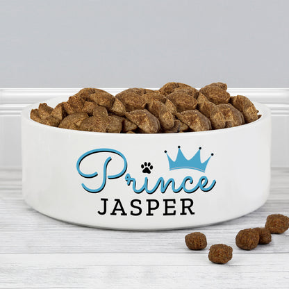 Personalised Prince 14cm Medium Ceramic White Pet Bowl - Personalise It!