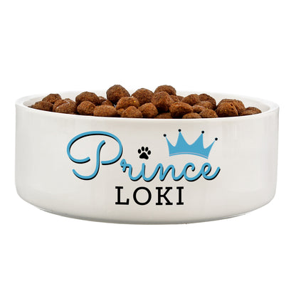 Personalised Prince 14cm Medium Ceramic White Pet Bowl - Personalise It!