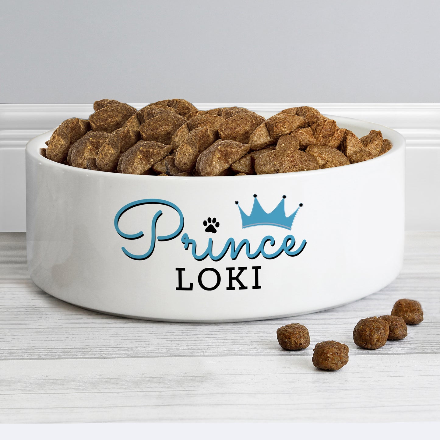 Personalised Prince 14cm Medium Ceramic White Pet Bowl - Personalise It!