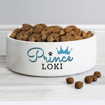 Personalised Prince 14cm Medium Ceramic White Pet Bowl - Personalise It!