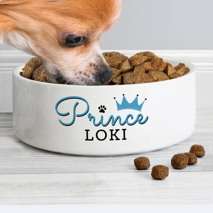Personalised Prince 14cm Medium Ceramic White Pet Bowl - Personalise It!