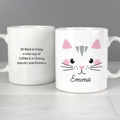 Personalised Cute Cat Face Mug - Personalise It!