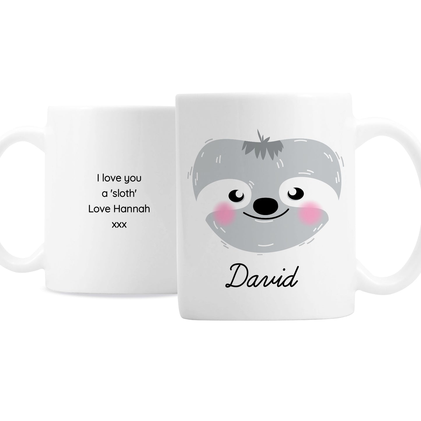 Personalised Cute Sloth Face Mug - Personalise It!