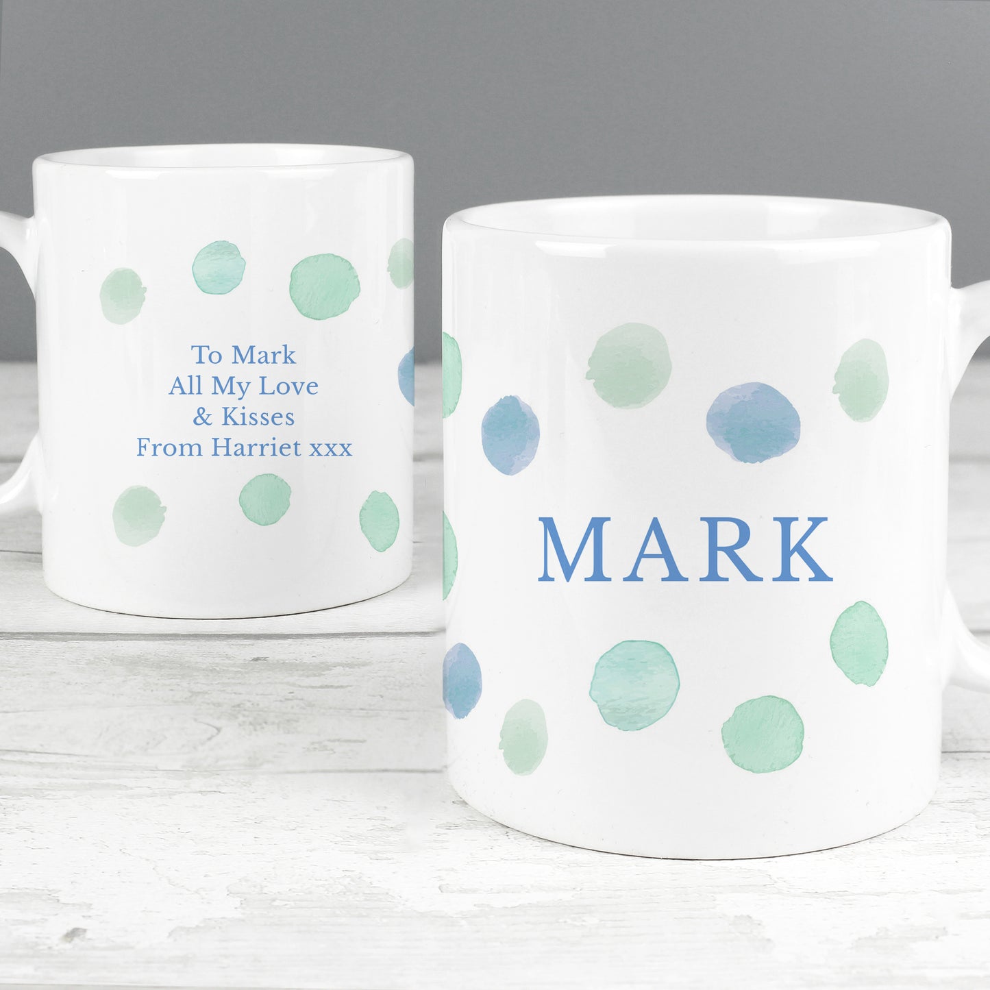 Personalised Blue Spot Mug - Personalise It!