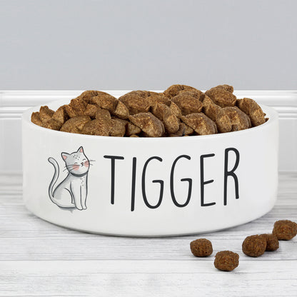 Personalised Scribble Cat 14cm Medium Pet Bowl - Personalise It!