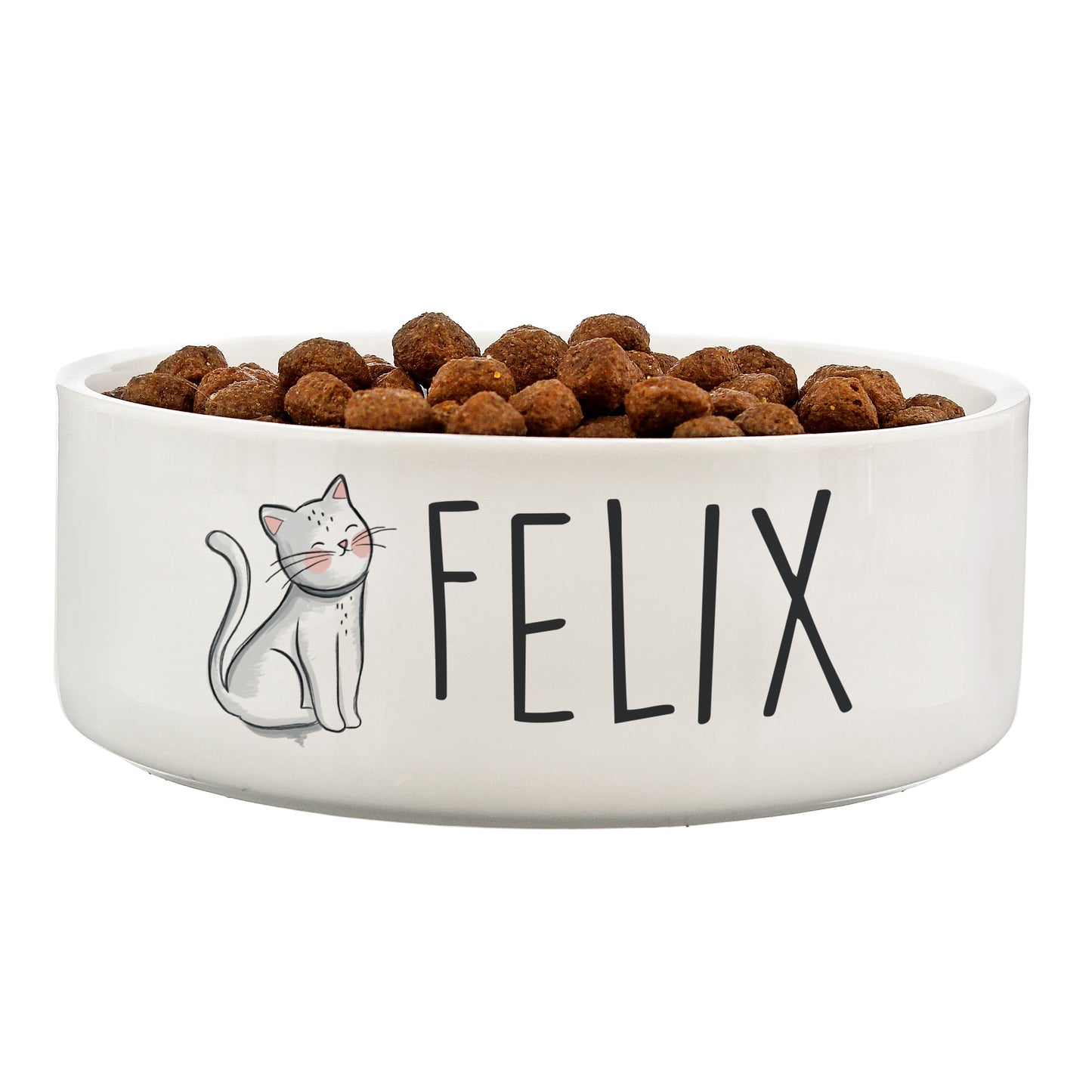 Personalised Scribble Cat 14cm Medium Pet Bowl - Personalise It!