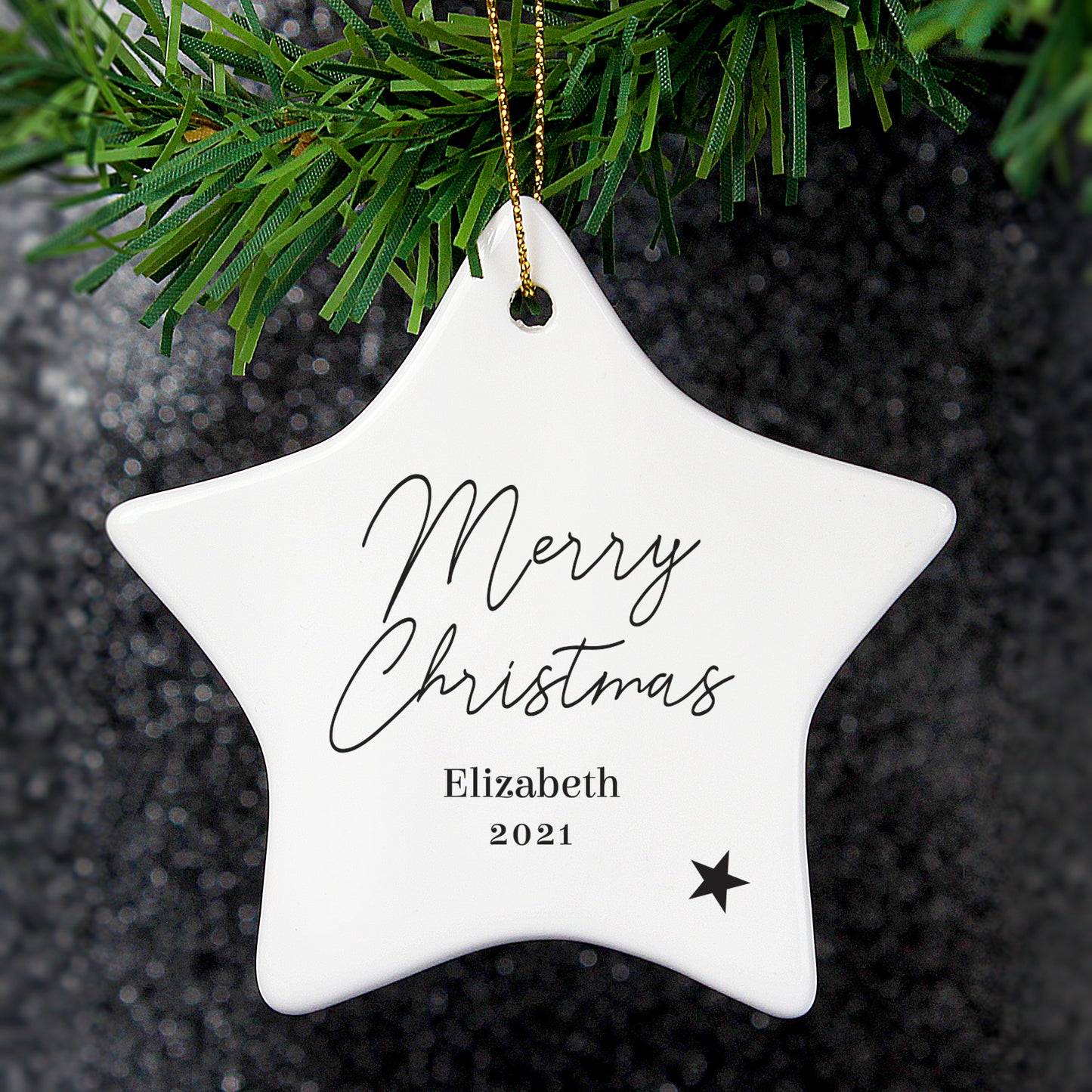 Personalised Free Text Ceramic Star Decoration - Personalise It!