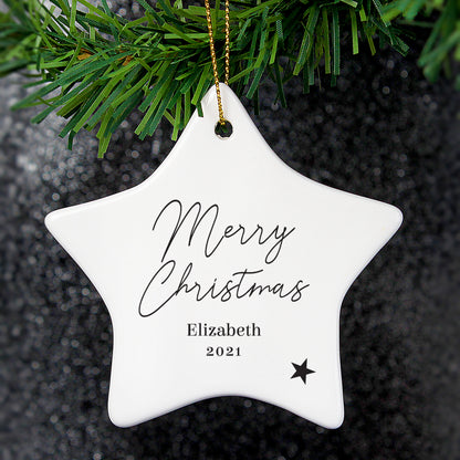 Personalised Free Text Ceramic Star Decoration - Personalise It!