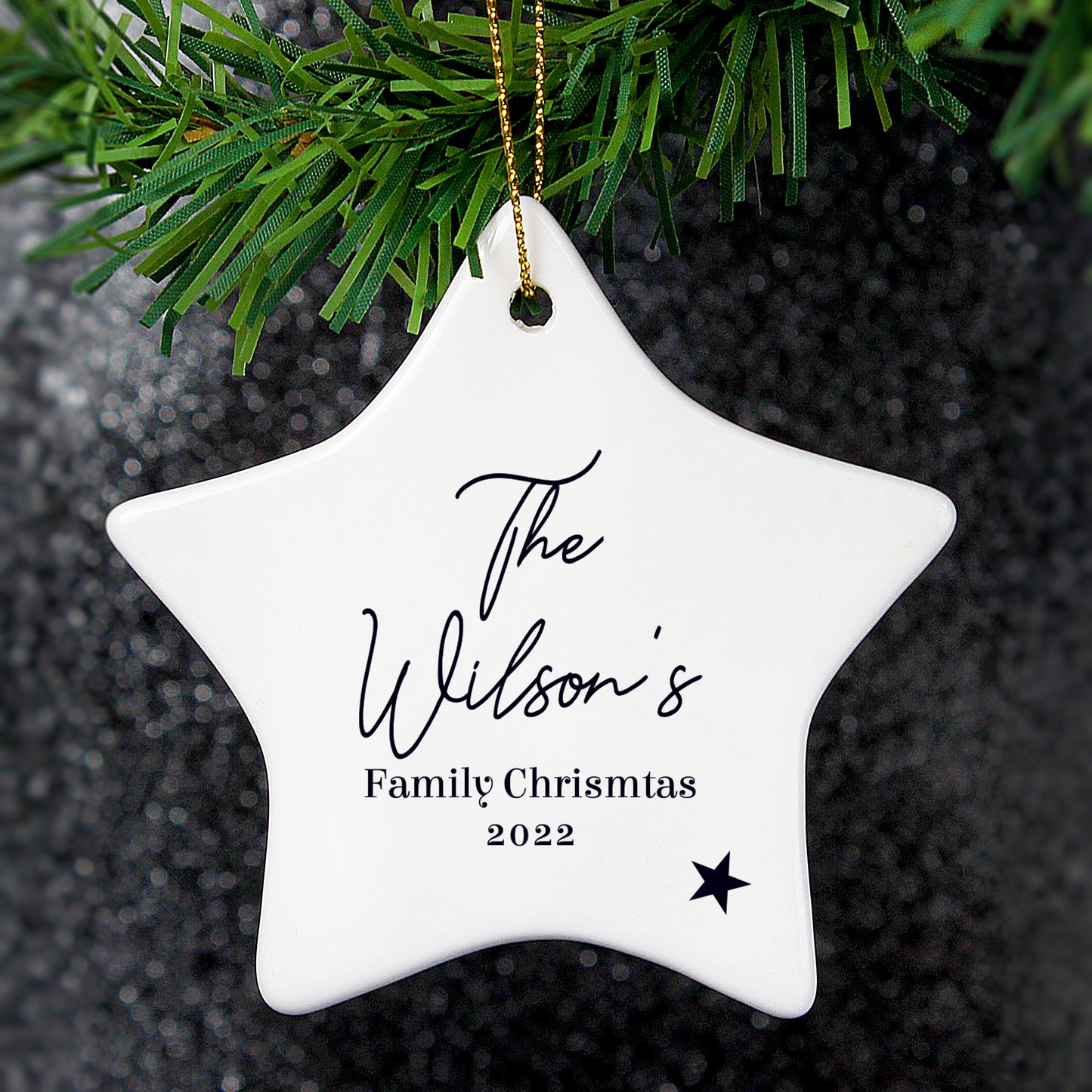 Personalised Free Text Ceramic Star Decoration - Personalise It!