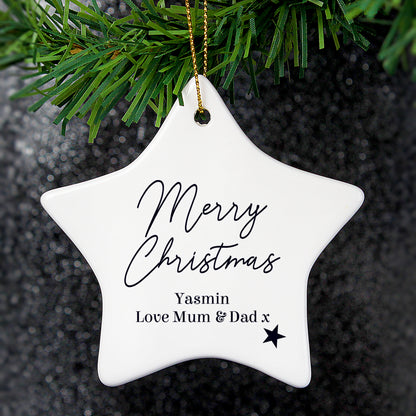 Personalised Free Text Ceramic Star Decoration - Personalise It!