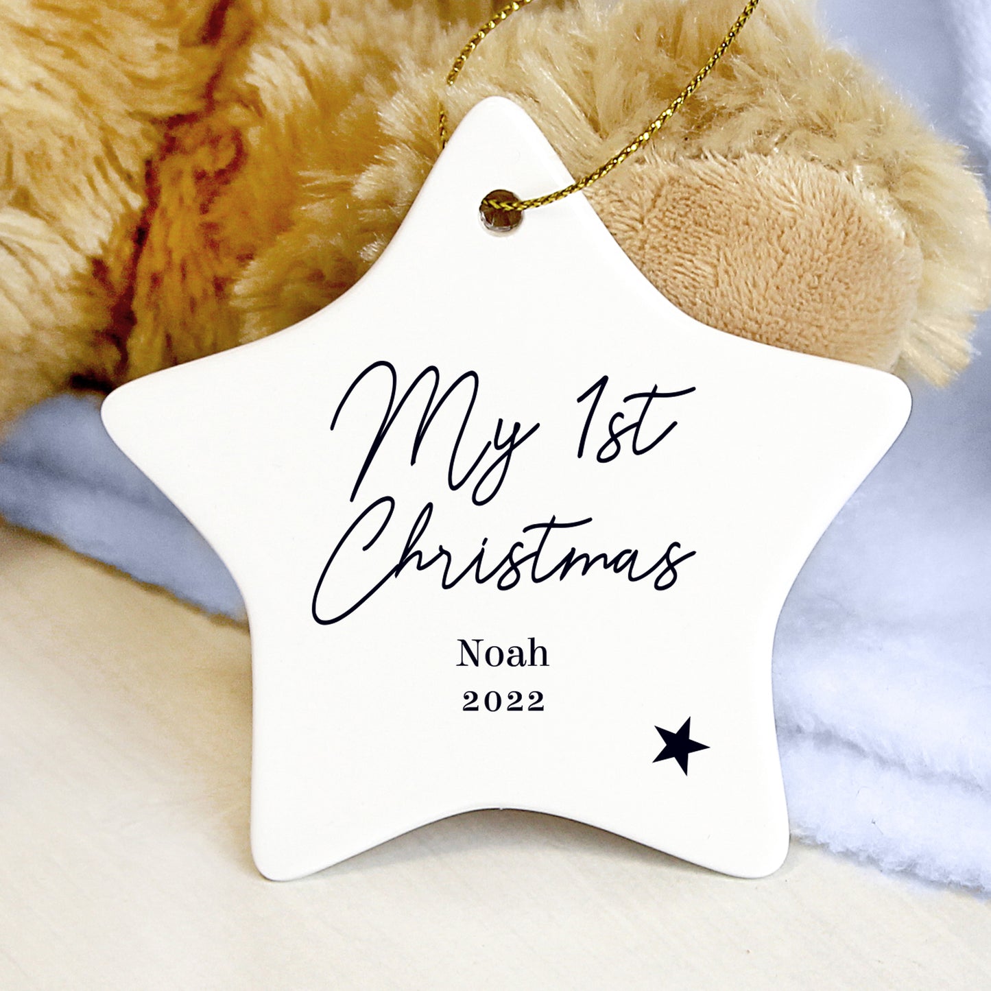 Personalised Free Text Ceramic Star Decoration - Personalise It!